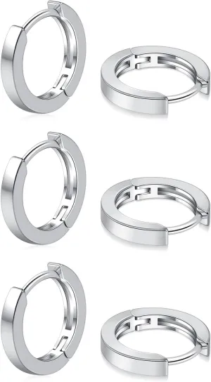 micuco 3 Pairs Small Hoop Earrings for Women, Tiny Helix Hoop Earring for Men, Cartilage Hoop Earring Set, Hypoallergenic Earrings