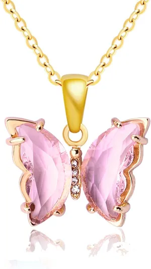 MIFYNN Butterfly Necklace for Women 14K Gold Butterfly Necklace Crystal Butterfly Choker Necklace Rhinestone Pendant Necklace Jewelry Gift for Birthday