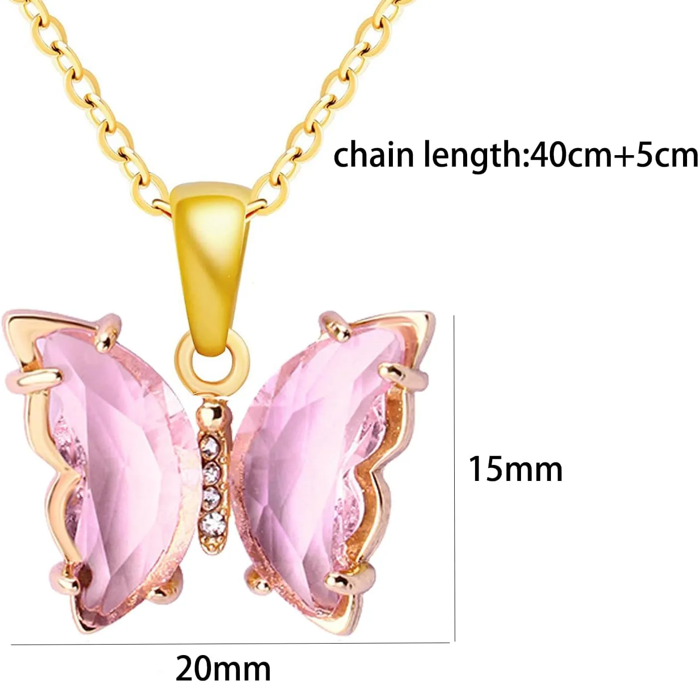MIFYNN Butterfly Necklace for Women 14K Gold Butterfly Necklace Crystal Butterfly Choker Necklace Rhinestone Pendant Necklace Jewelry Gift for Birthday