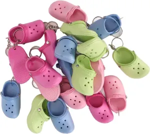 Mini Croc Shoe Keychain Slipper Keychain Cute Key Ring Soft Silicone Keychain 4 Colors Sandals Key Pendant Backpack Accessories for Kids Gifts for Girls Boys