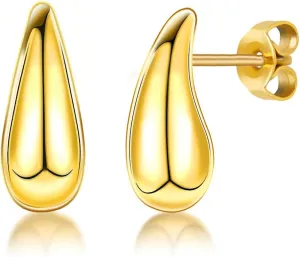 Mini Teardrop Stud Earrings for Women - Hypoallergenic Titanium Steel, 18K Gold Plated, Everyday Jewelry Birthday Gifts for Women Teen Her