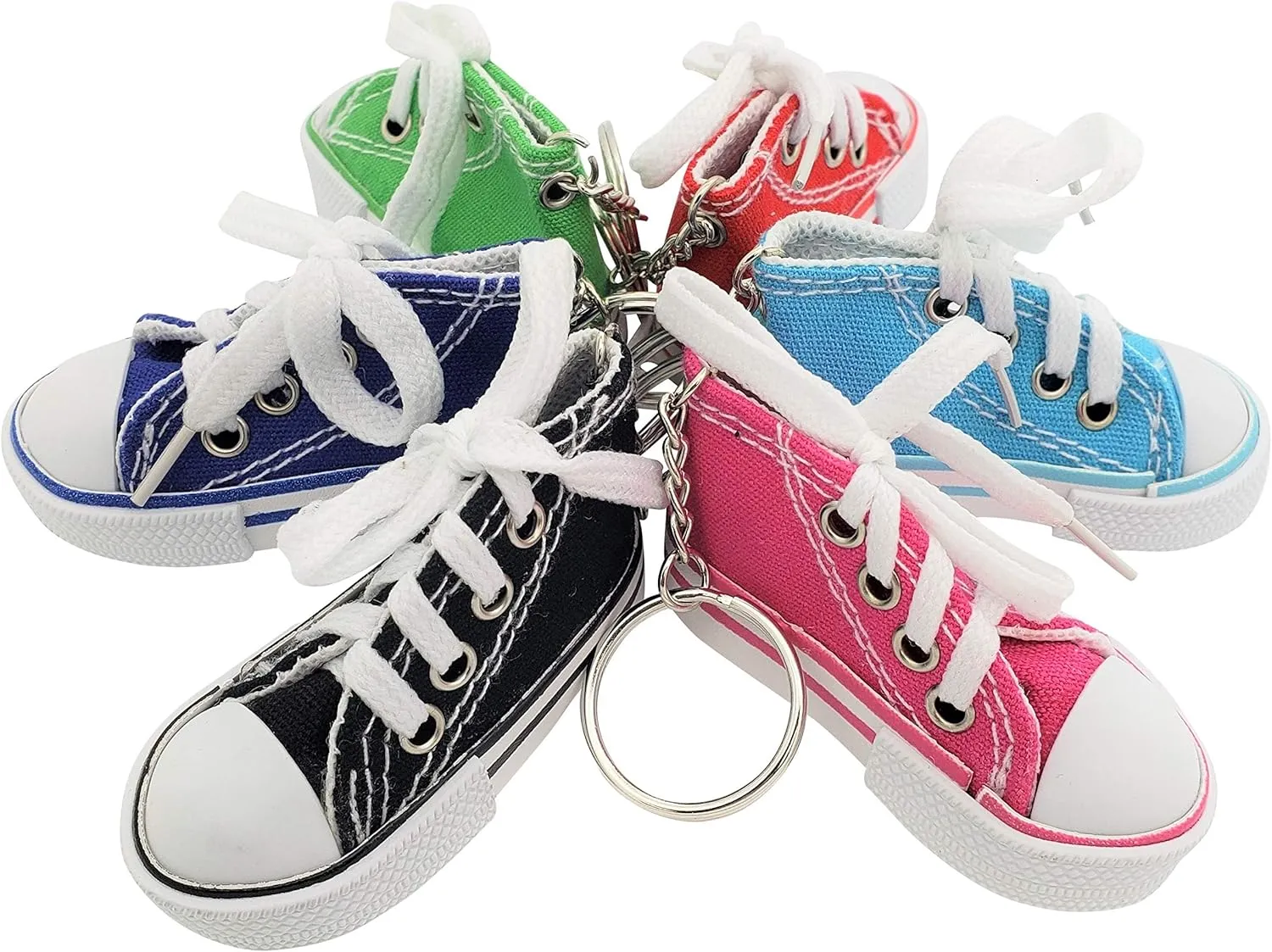 Miniature Sneaker Shoes Keychains (3") 6 Colors: Pink, Light Blue, Green, Red, Blue, Black. Backpacks, Key Chains