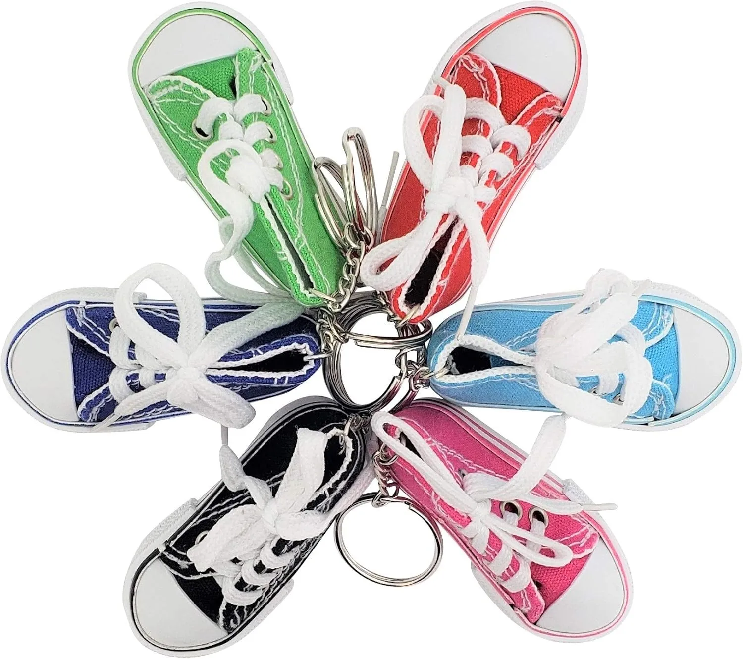 Miniature Sneaker Shoes Keychains (3") 6 Colors: Pink, Light Blue, Green, Red, Blue, Black. Backpacks, Key Chains