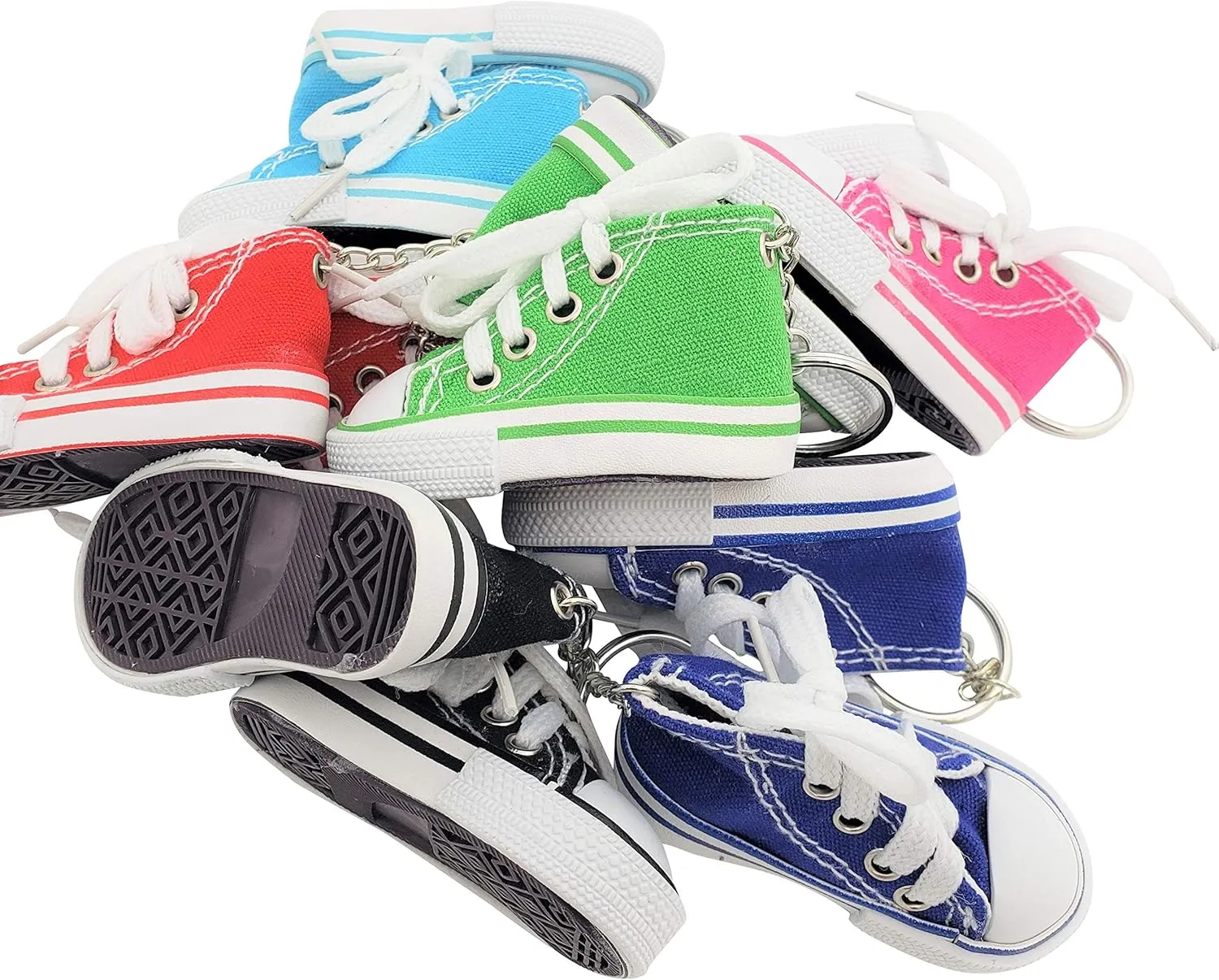 Miniature Sneaker Shoes Keychains (3") 6 Colors: Pink, Light Blue, Green, Red, Blue, Black. Backpacks, Key Chains