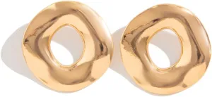 Modern Circle Stud Earrings, 14K Gold Plated, Geometric Open Design