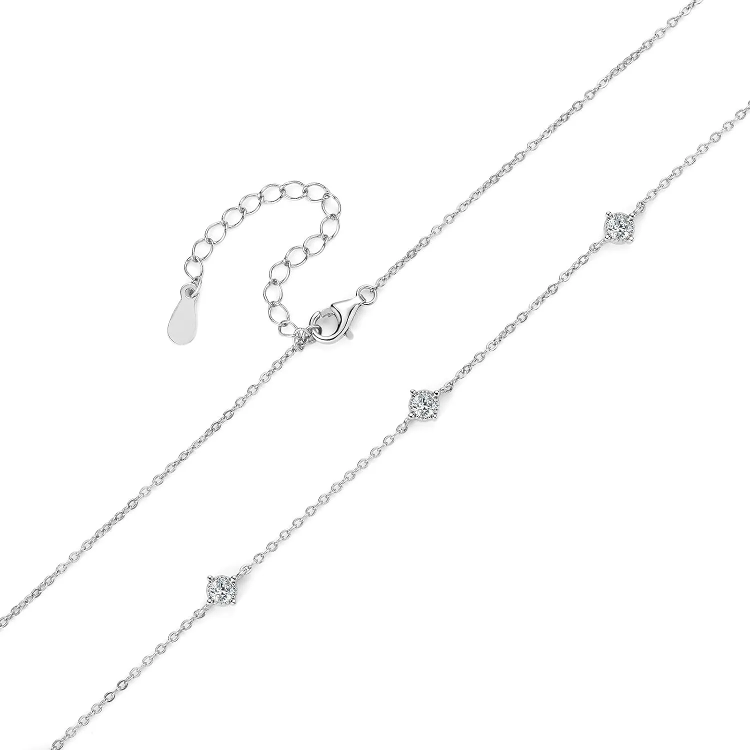 Moissanite Necklace for Women, 925 Sterling Silver Station Choker Necklaces D Color VVS1 Clarity Lab Created Imitation-diamond Dainty Simple Jewelry with Certificate of Authenticity