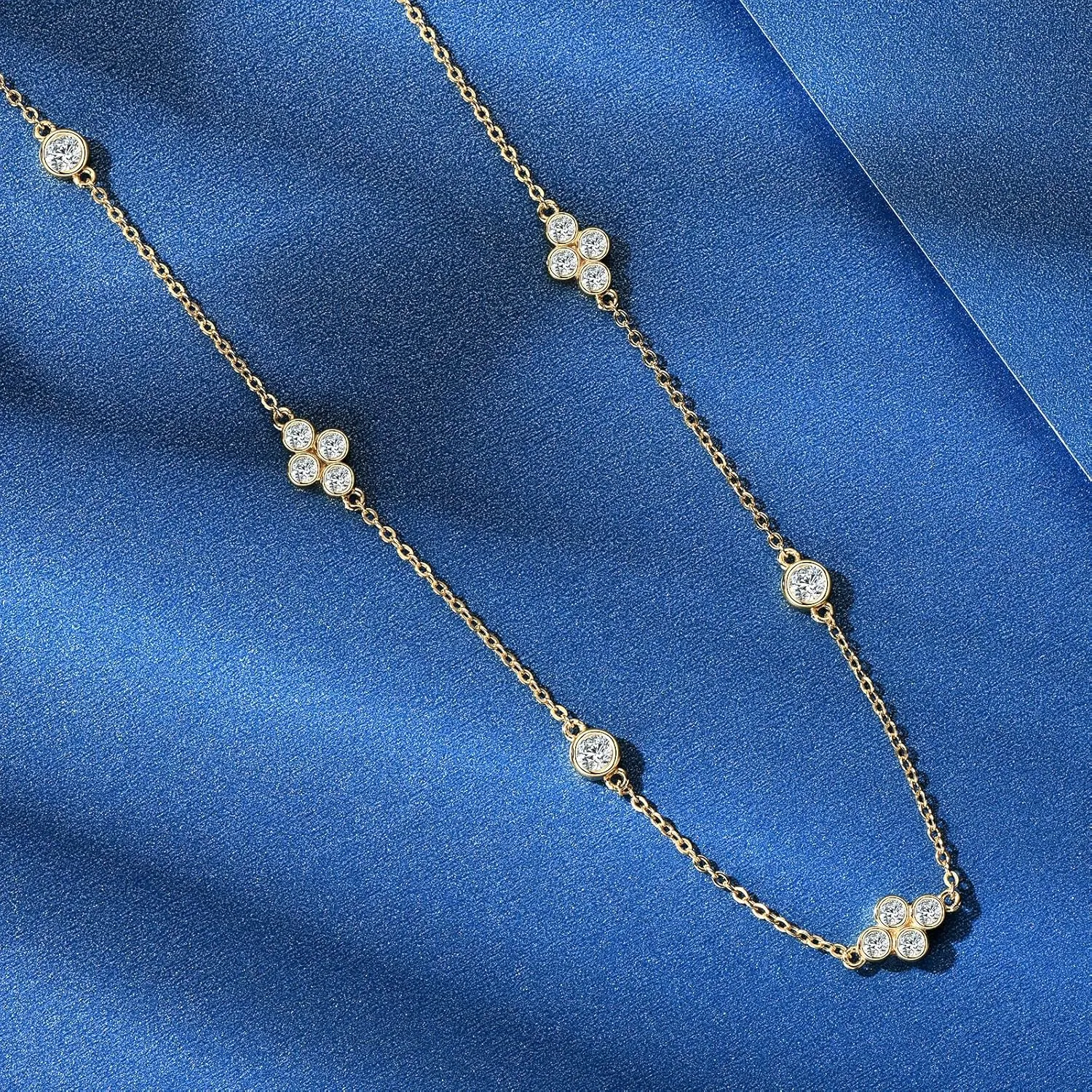 Moissanite Necklace for Women, 925 Sterling Silver Station Choker Necklaces D Color VVS1 Clarity Lab Created Imitation-diamond Dainty Simple Jewelry with Certificate of Authenticity