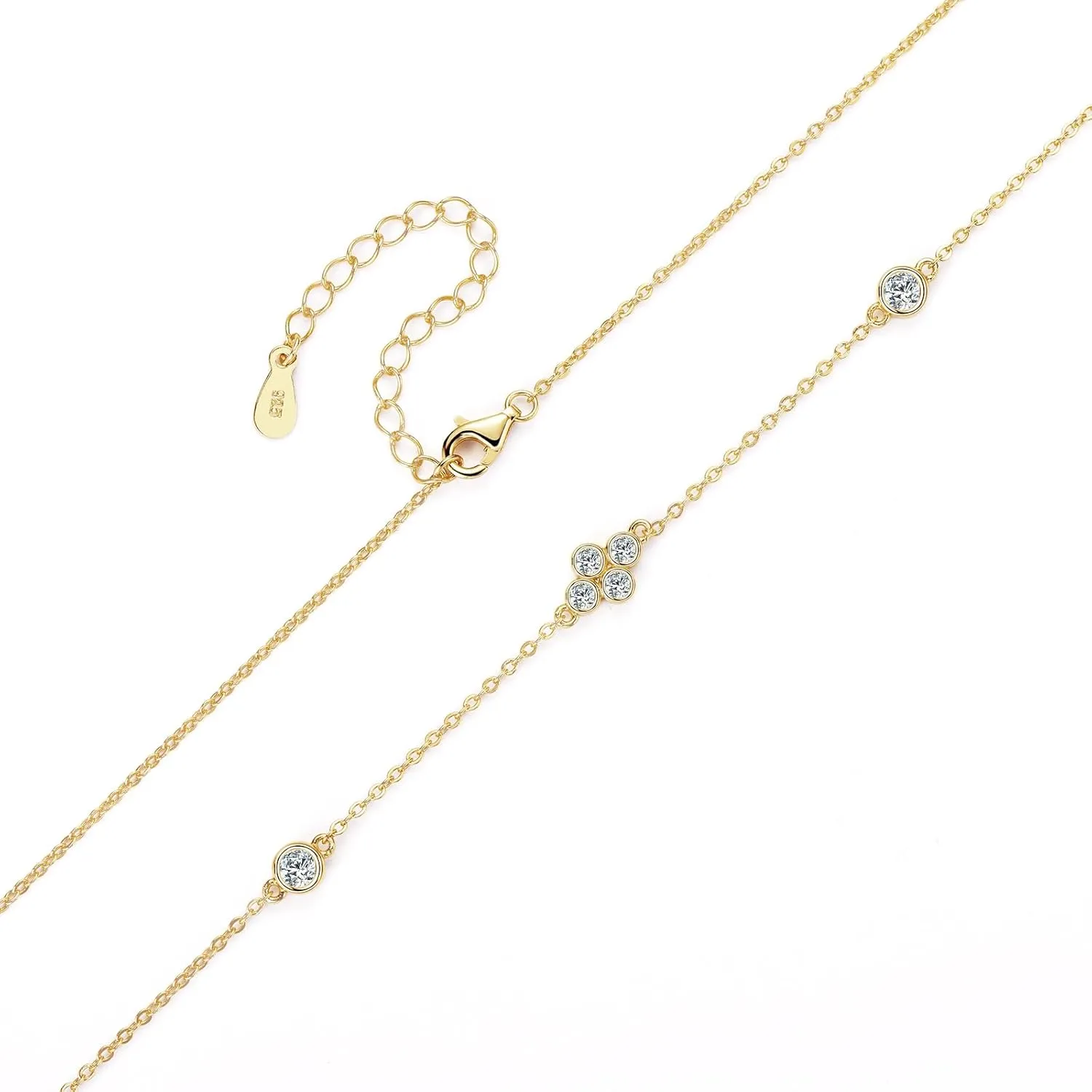 Moissanite Necklace for Women, 925 Sterling Silver Station Choker Necklaces D Color VVS1 Clarity Lab Created Imitation-diamond Dainty Simple Jewelry with Certificate of Authenticity