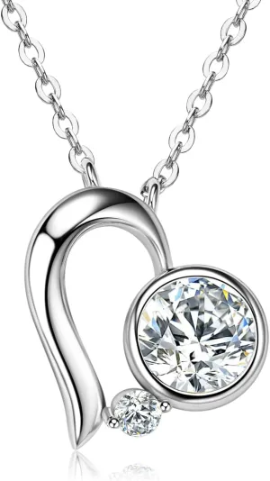 Moissanite Necklaces for Women, Sterling Silver Dainty Heart Pendant, 1CT D Color VVS1 Clarity Moissanite with Certificate Gifts for Her, Wife, Mom