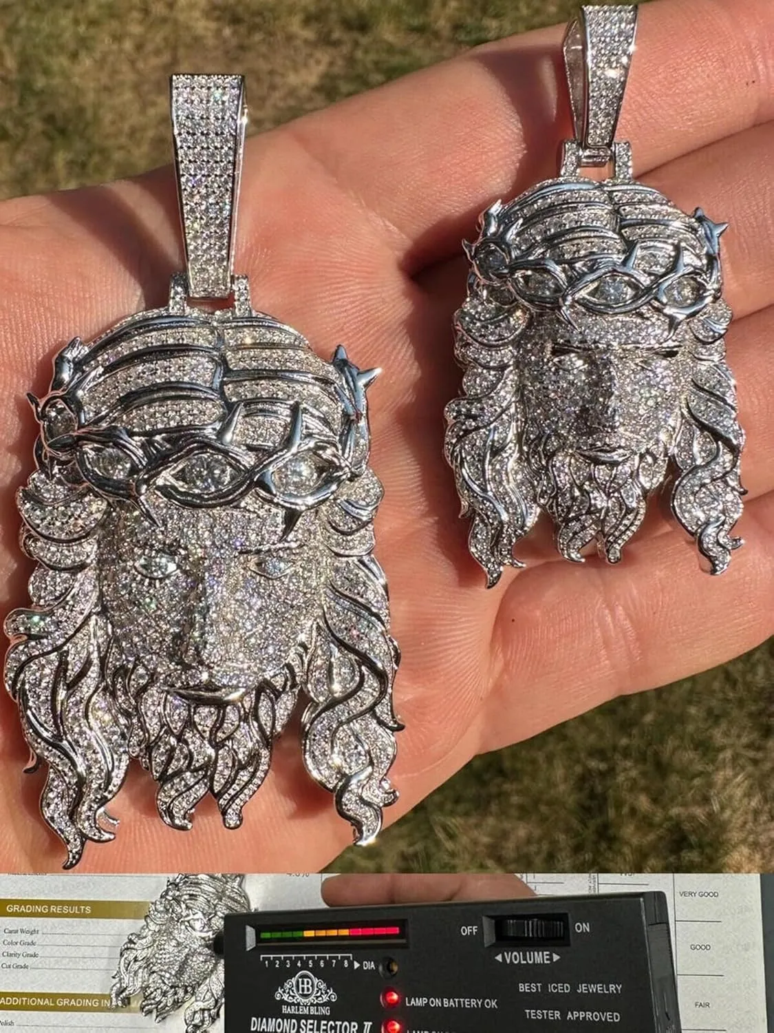 MOISSANITE Real 925 Sterling Silver Iced Out Hip Hop Jesus Piece Pendant Heavy Necklace - Solid 925 Sterling Silver GRA Certificate