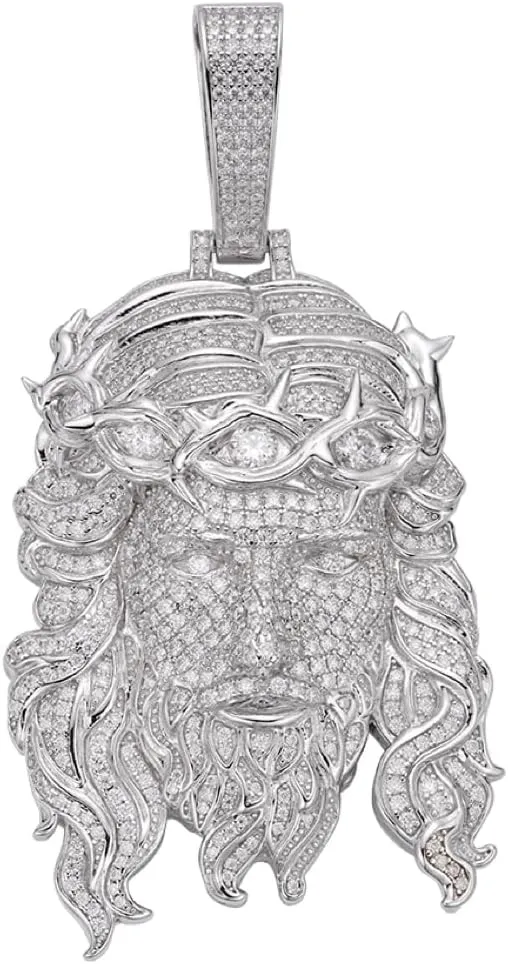 MOISSANITE Real 925 Sterling Silver Iced Out Hip Hop Jesus Piece Pendant Heavy Necklace - Solid 925 Sterling Silver GRA Certificate