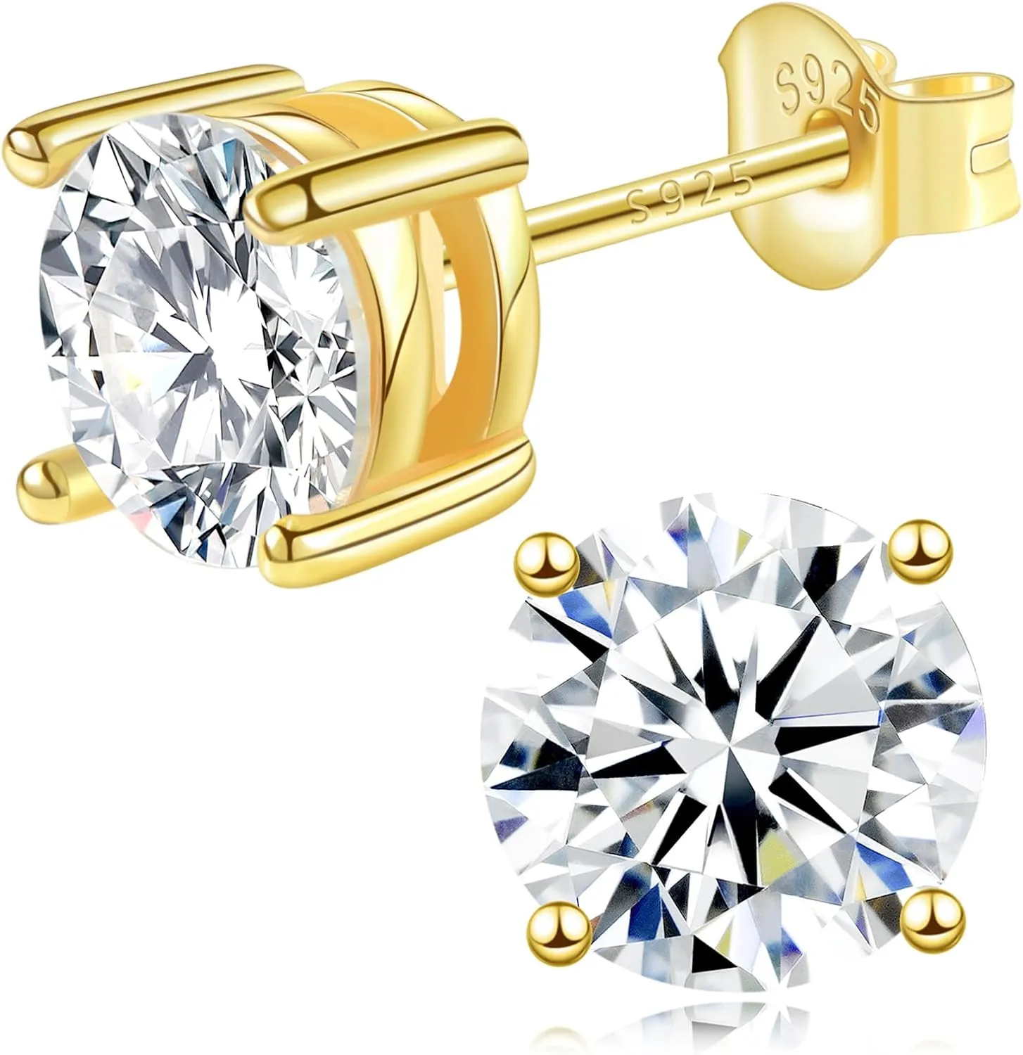 Moissanite Stud Earrings, 0.63.0ct Lab Created Diamond Earrings for Women & Men, D Color VVS1 Clarity, 925 Sterling Silver, 14K White Gold Plated, Hypoallergenic Solitaire Studs Jewelry Gift