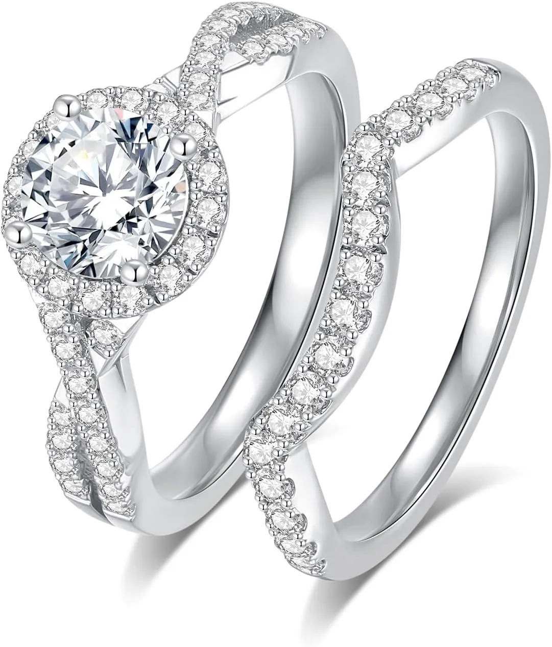 Moissanite Wedding Ring Sets for Women Bridal Ring Set D Color VVS1 Different Cut Engagement Rings S925 Sterling Silver Promise Rings for Wife