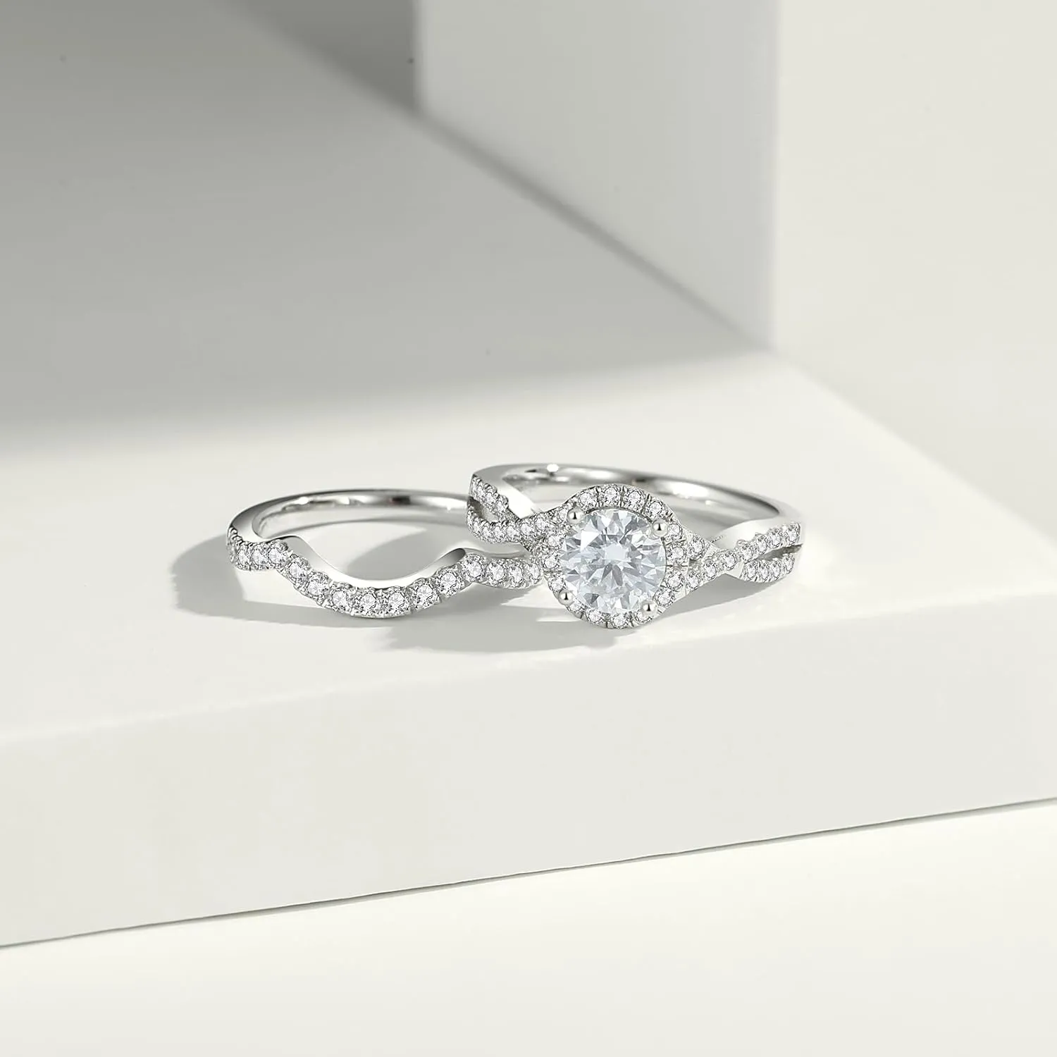 Moissanite Wedding Ring Sets for Women Bridal Ring Set D Color VVS1 Different Cut Engagement Rings S925 Sterling Silver Promise Rings for Wife