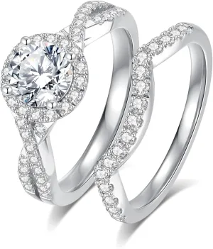 Moissanite Wedding Ring Sets for Women Bridal Ring Set D Color VVS1 Different Cut Engagement Rings S925 Sterling Silver Promise Rings for Wife