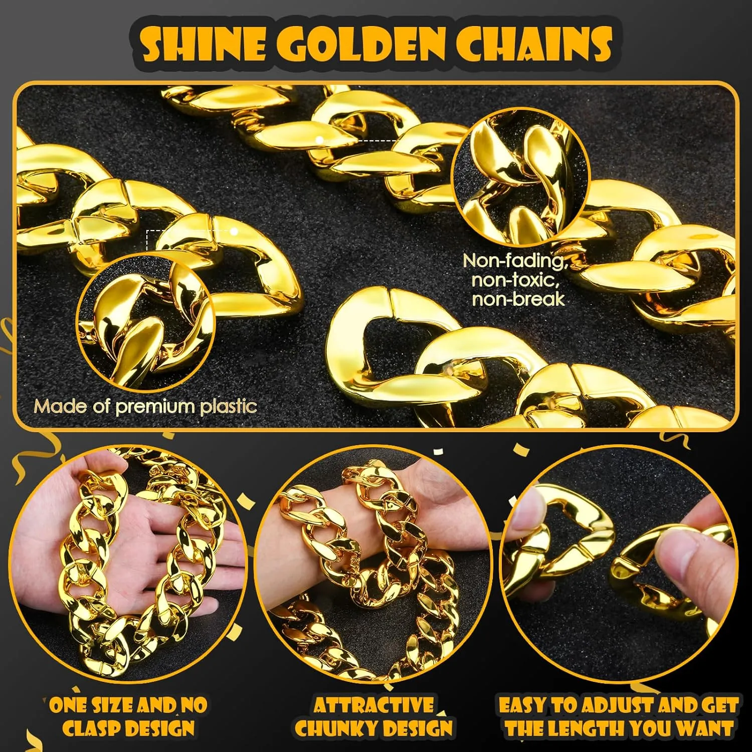 Money Chain with Dollar Sign Necklace,Chunky Necklace for Women Men,Fake Gold Chain Necklace,Hip Hop Chain Bulk Costume Rapper Chain Big Gold Chain Necklace Pendant Necklace 80s 90s Punk Style