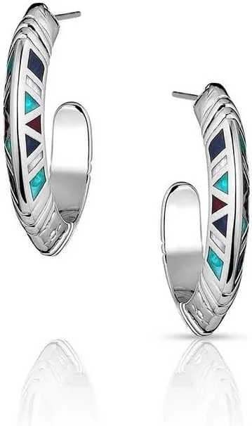 Montana Silversmiths Hidden Mosaic Hypoallergenic Post Back Wire Hoop Earrings