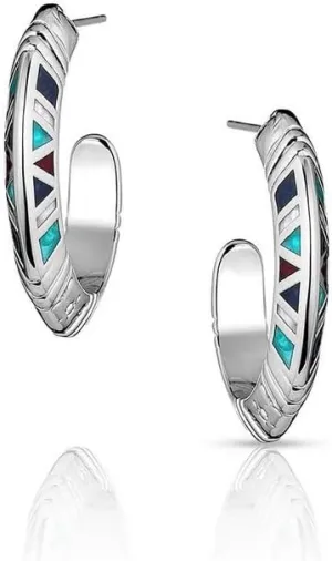 Montana Silversmiths Hidden Mosaic Hypoallergenic Post Back Wire Hoop Earrings