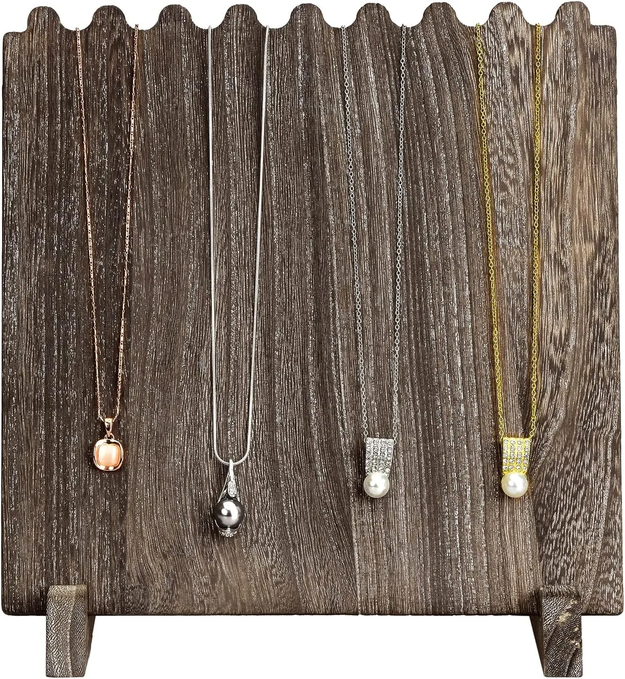 MOOCA Wooden Plank Necklace Jewelry Display Stand for 8 Necklaces, Jewelry Display Holder, Wood Plank Storage Stand Holder, Coffee Color