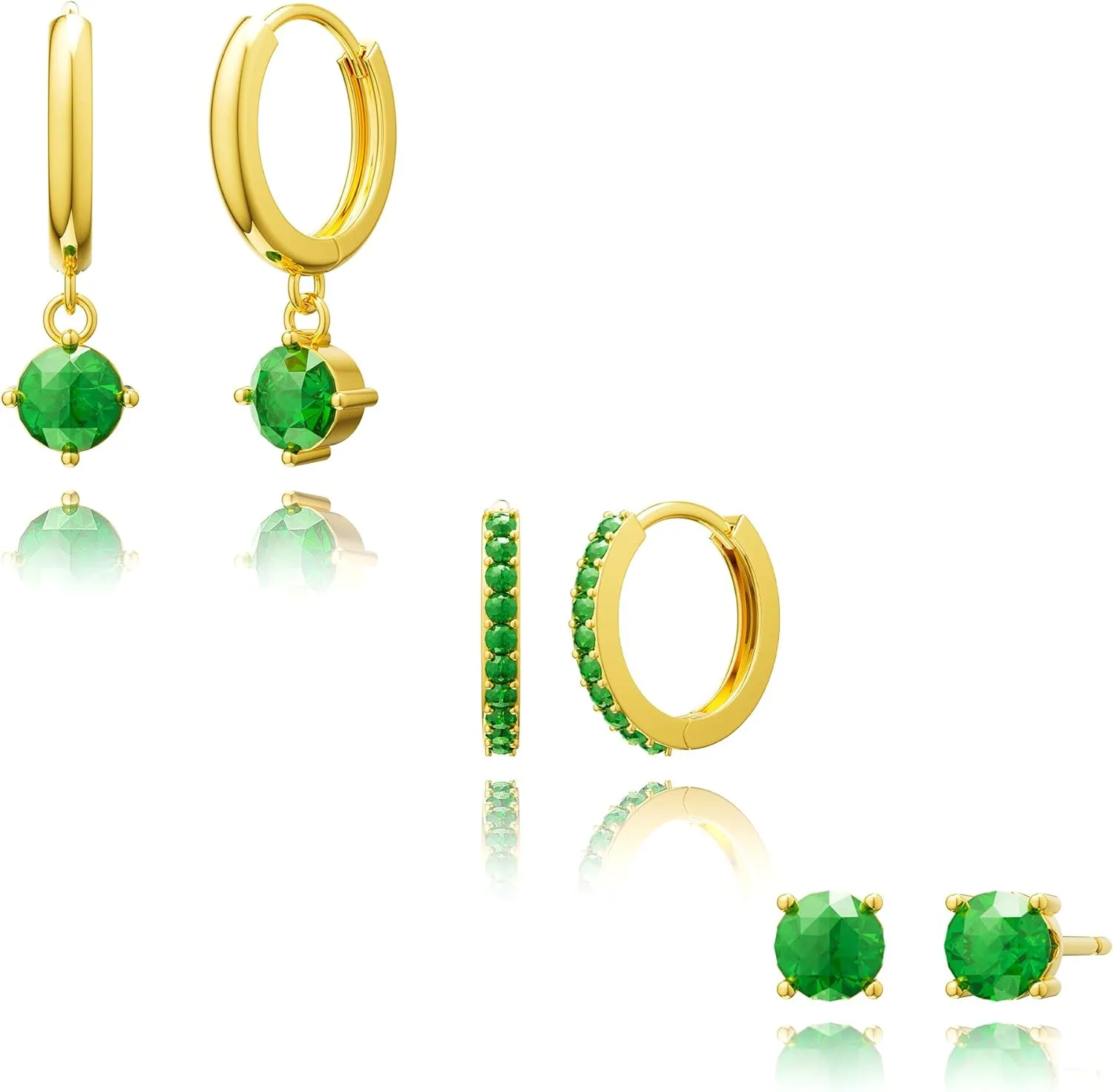 Moodear Pearl Dangle Hoop Earrings for Women - Dainty Hypoallergenic 14K Gold Plated Small Drop Chain Hoops Trendy Earring Sets for Multiple Piercing Jewelry