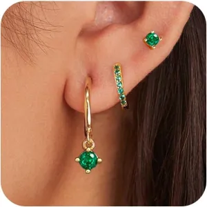 Moodear Pearl Dangle Hoop Earrings for Women - Dainty Hypoallergenic 14K Gold Plated Small Drop Chain Hoops Trendy Earring Sets for Multiple Piercing Jewelry