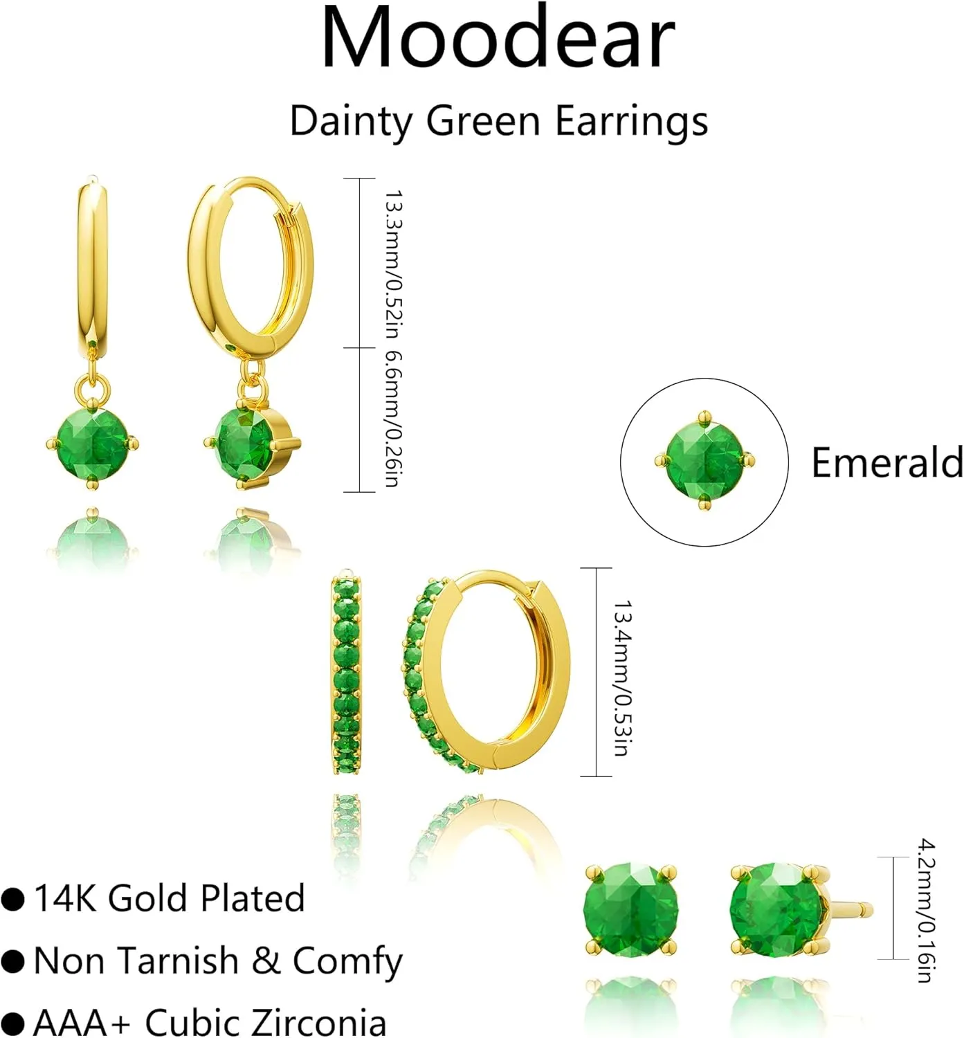 Moodear Pearl Dangle Hoop Earrings for Women - Dainty Hypoallergenic 14K Gold Plated Small Drop Chain Hoops Trendy Earring Sets for Multiple Piercing Jewelry