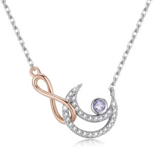 Moon Sky Infinity Birthstone Necklace 925 Sterling Silver Rose Gold Endless Sign Pendant Sparkling Round Cut Gemstone 18 Adjustable Chain Gift for Women Girls