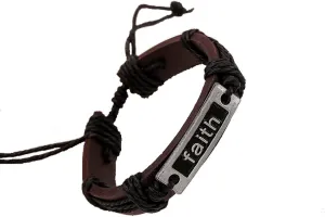 MORE FUN Vintage Mens Womens Coffee Leather Bangle Black Braided Rope Adjustable Wrap Bracelet
