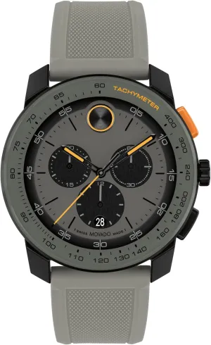 Movado Bold TR90 Men's Luxury Chronograph Watch - Swiss Quartz Movement, Silicone Strap, Water Resistance 30 Meters (3ATM) - Sporty Timepiece - Gift for Him - 43.5mm