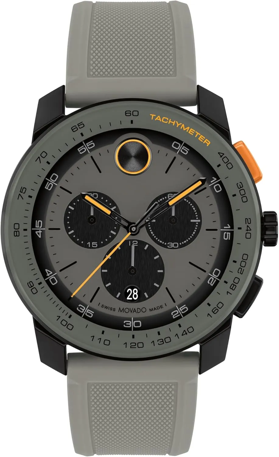 Movado Bold TR90 Men's Luxury Chronograph Watch - Swiss Quartz Movement, Silicone Strap, Water Resistance 30 Meters (3ATM) - Sporty Timepiece - Gift for Him - 43.5mm