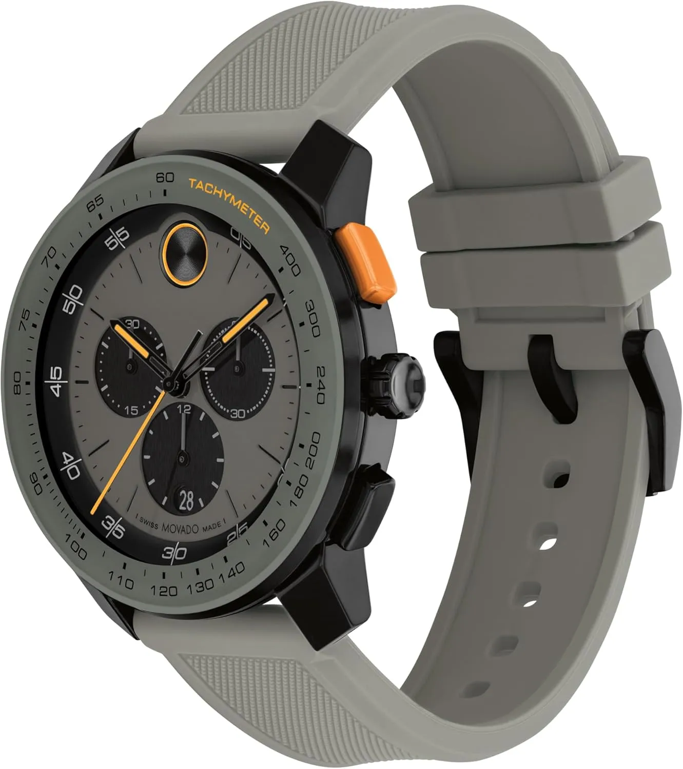 Movado Bold TR90 Men's Luxury Chronograph Watch - Swiss Quartz Movement, Silicone Strap, Water Resistance 30 Meters (3ATM) - Sporty Timepiece - Gift for Him - 43.5mm
