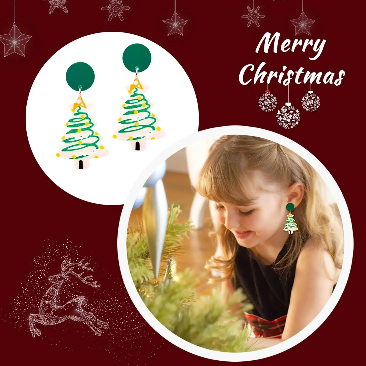 MTSCE 9-18 Pairs Women Christmas Earring Set, Cute Festive Jewelry Hypoallergenic Christmas Gifts for Kids Teens Girls (9 Pairs B Style)