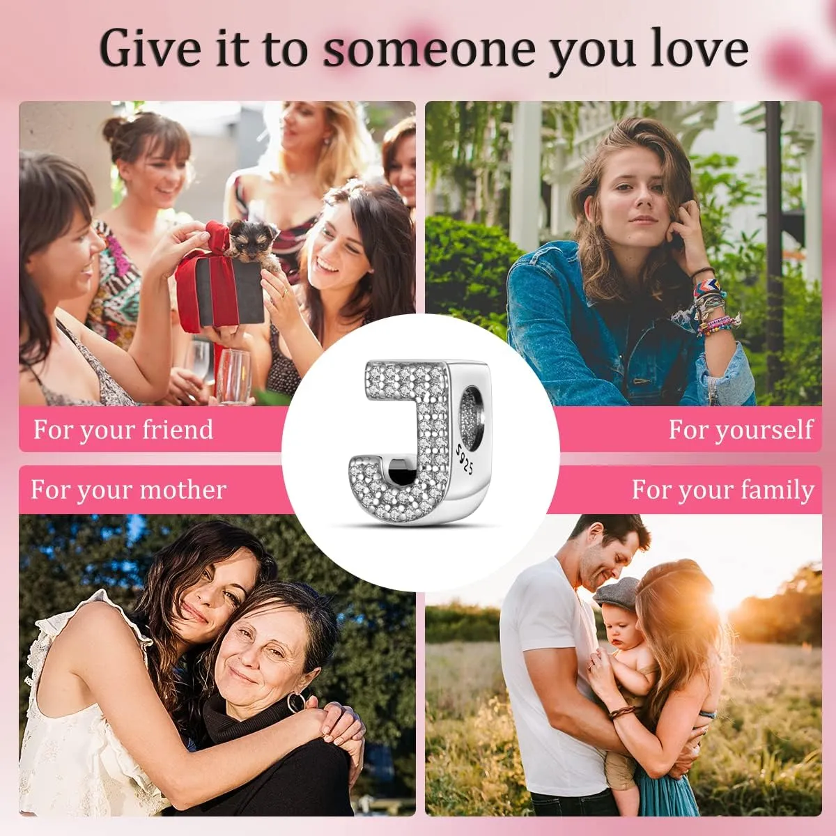 MULA 925 Sterling Silver Charms for Bracelets and Necklaces A-Z Alphabet Beads Dangle Pendants with 5A Cubic Zirconia Jewelry for Women