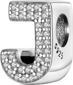 MULA 925 Sterling Silver Charms for Bracelets and Necklaces A-Z Alphabet Beads Dangle Pendants with 5A Cubic Zirconia Jewelry for Women