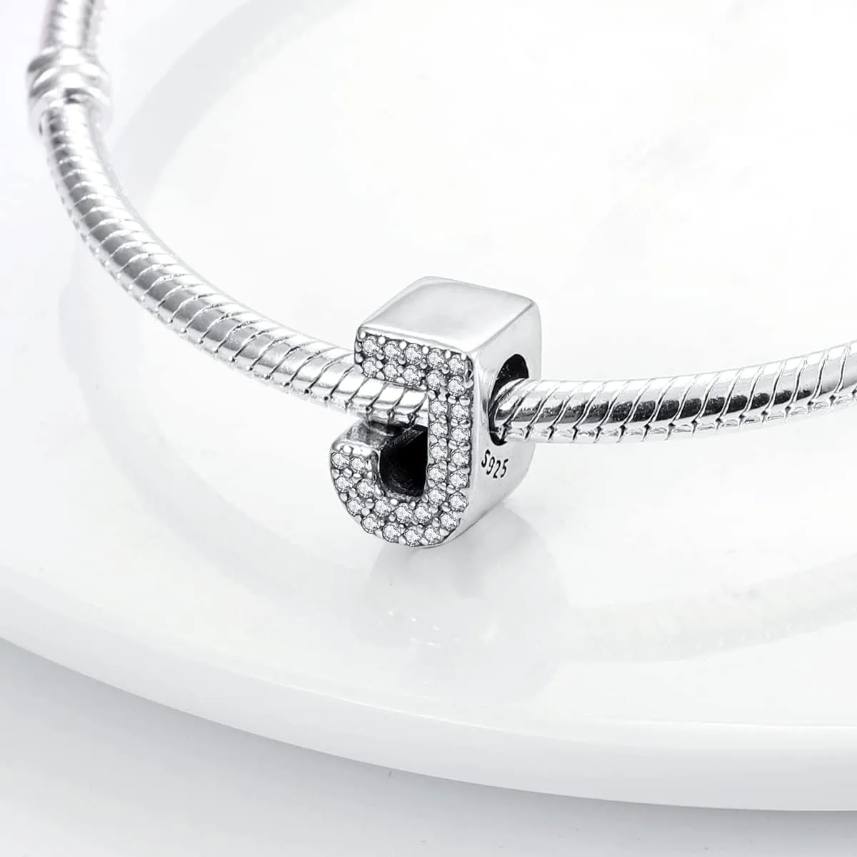 MULA 925 Sterling Silver Charms for Bracelets and Necklaces A-Z Alphabet Beads Dangle Pendants with 5A Cubic Zirconia Jewelry for Women