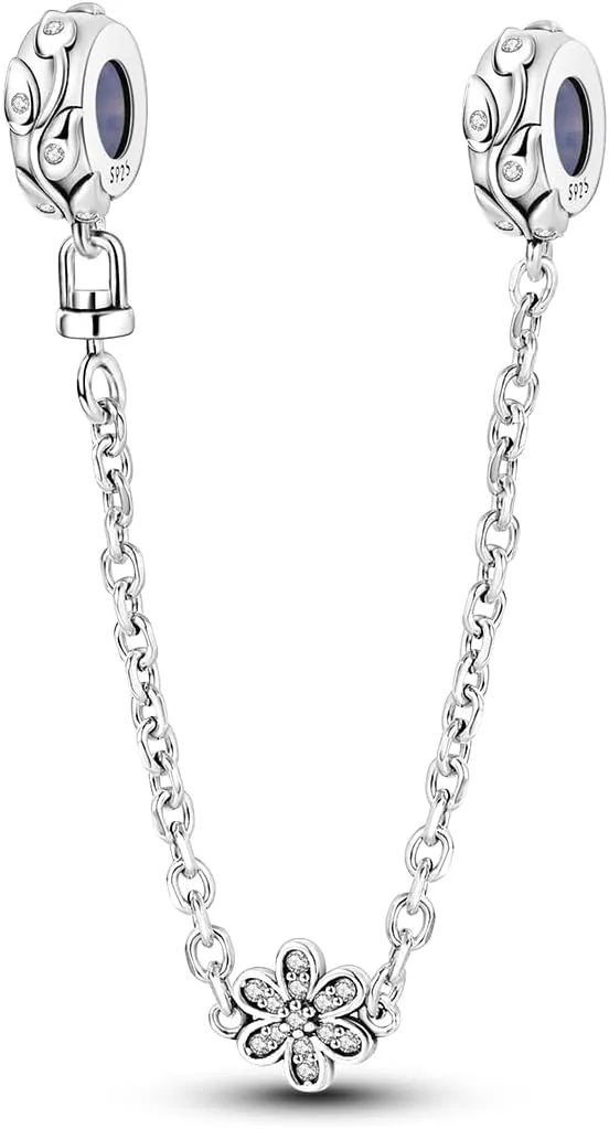 MULA 925 Sterling Silver Safety Chain for Charms Bracelets Dangle Pendants Beads Cute Cat Moon Flower Jewelry Charms for Women
