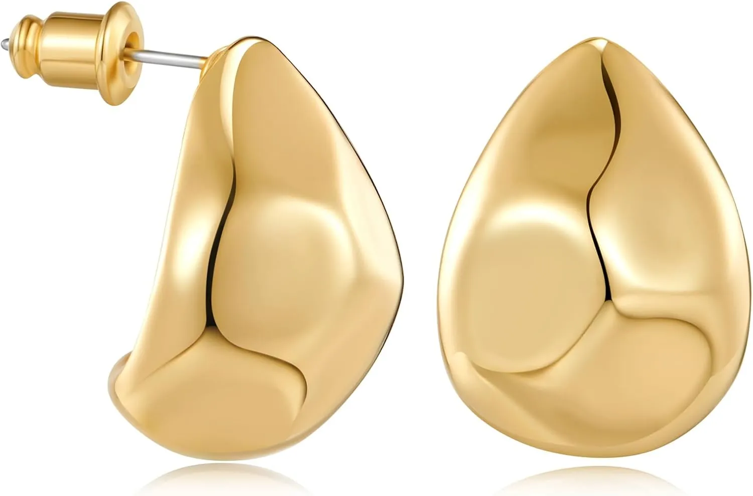 MUYAN Chunky Thick Earrings for Women,Gold Silver Polished Earrings Lightweight Everyday Jewelry