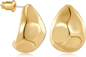 MUYAN Chunky Thick Earrings for Women,Gold Silver Polished Earrings Lightweight Everyday Jewelry