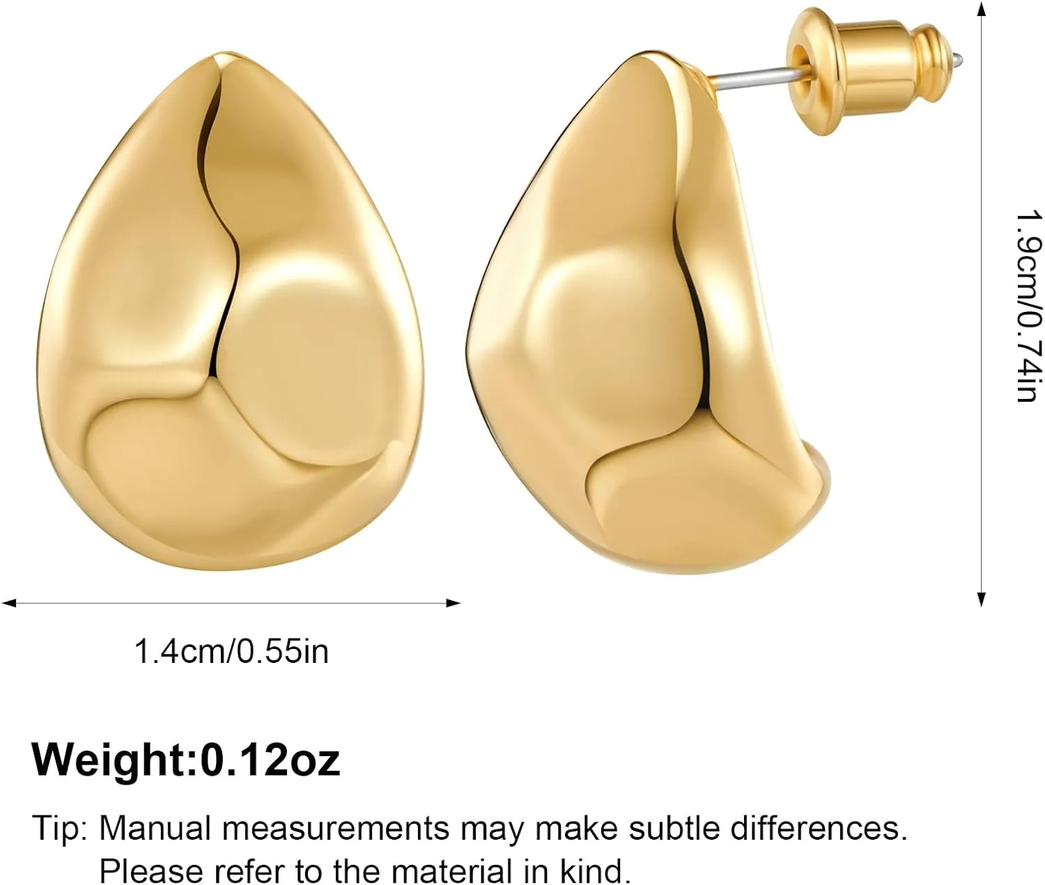 MUYAN Chunky Thick Earrings for Women,Gold Silver Polished Earrings Lightweight Everyday Jewelry