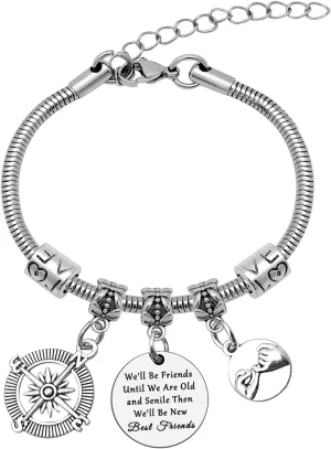 Mwphuy Friendship Bracelets for Women Friends Inspirational Gifts for Best Friend Besties BFF Sister Best Friend Birthday Gifts for Women Bracelet Stainless Steel Christmas Graduation Gifts