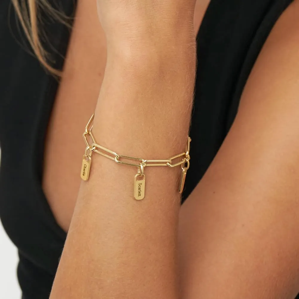 MyNameNecklace Personalized Rory Bracelet with Custom Tag Charms - Diamond Option - by MYKA
