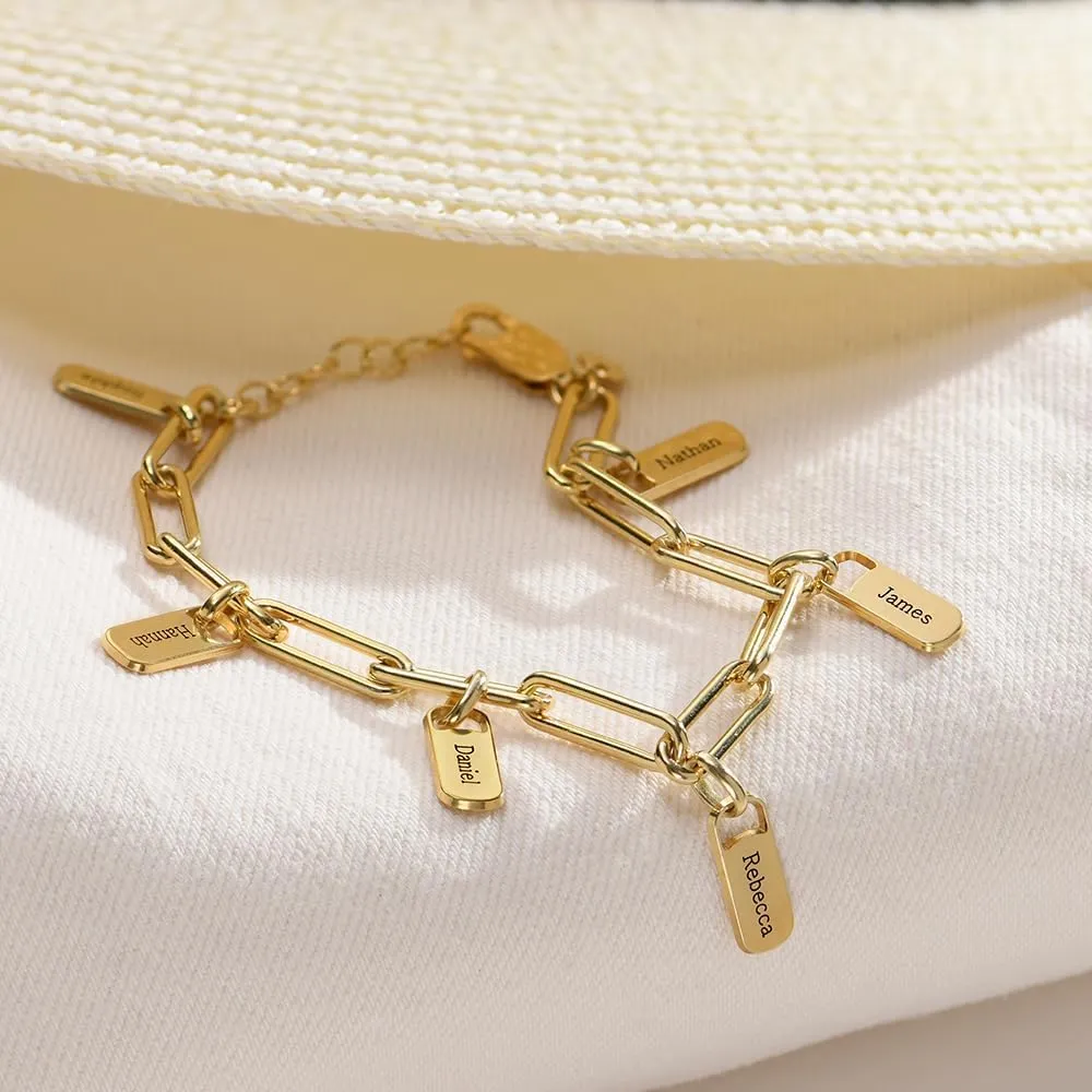 MyNameNecklace Personalized Rory Bracelet with Custom Tag Charms - Diamond Option - by MYKA