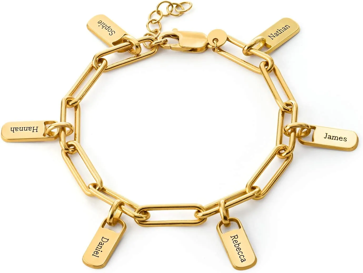 MyNameNecklace Personalized Rory Bracelet with Custom Tag Charms - Diamond Option - by MYKA