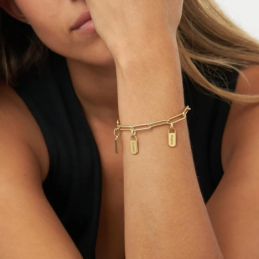 MyNameNecklace Personalized Rory Bracelet with Custom Tag Charms - Diamond Option - by MYKA