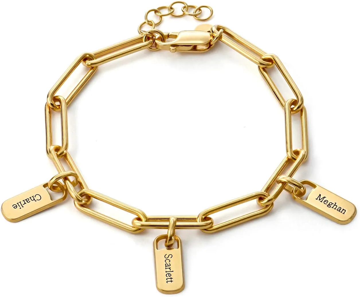 MyNameNecklace Personalized Rory Bracelet with Custom Tag Charms - Diamond Option - by MYKA