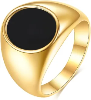 MYNENEY Stainless Steel Round Shape Classical Simple Plain Wedding Engagement Statement Pinky Band Signet Rings for Men Women Size 4-15
