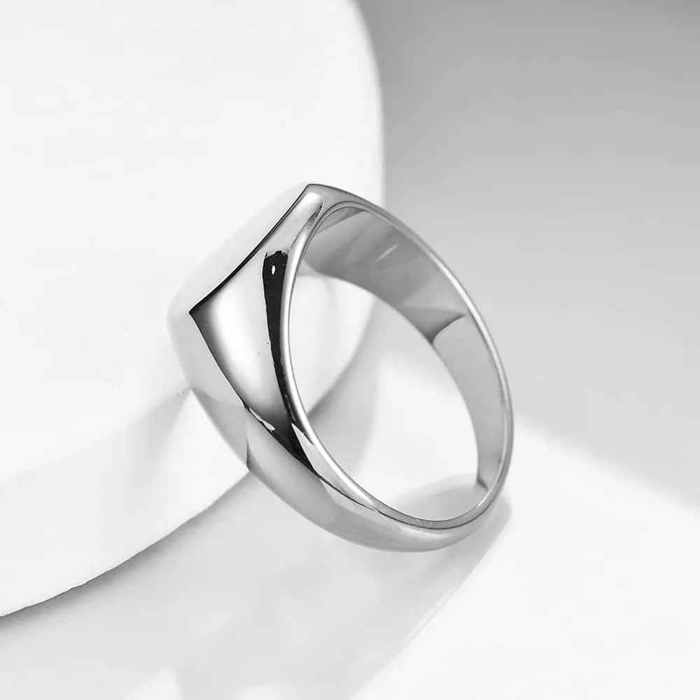 MYNENEY Stainless Steel Round Shape Classical Simple Plain Wedding Engagement Statement Pinky Band Signet Rings for Men Women Size 4-15