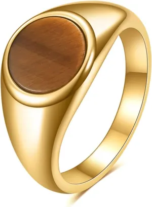 MYNENEY Stainless Steel Round Shape Classical Simple Plain Wedding Engagement Statement Pinky Band Signet Rings for Men Women Size 4-15