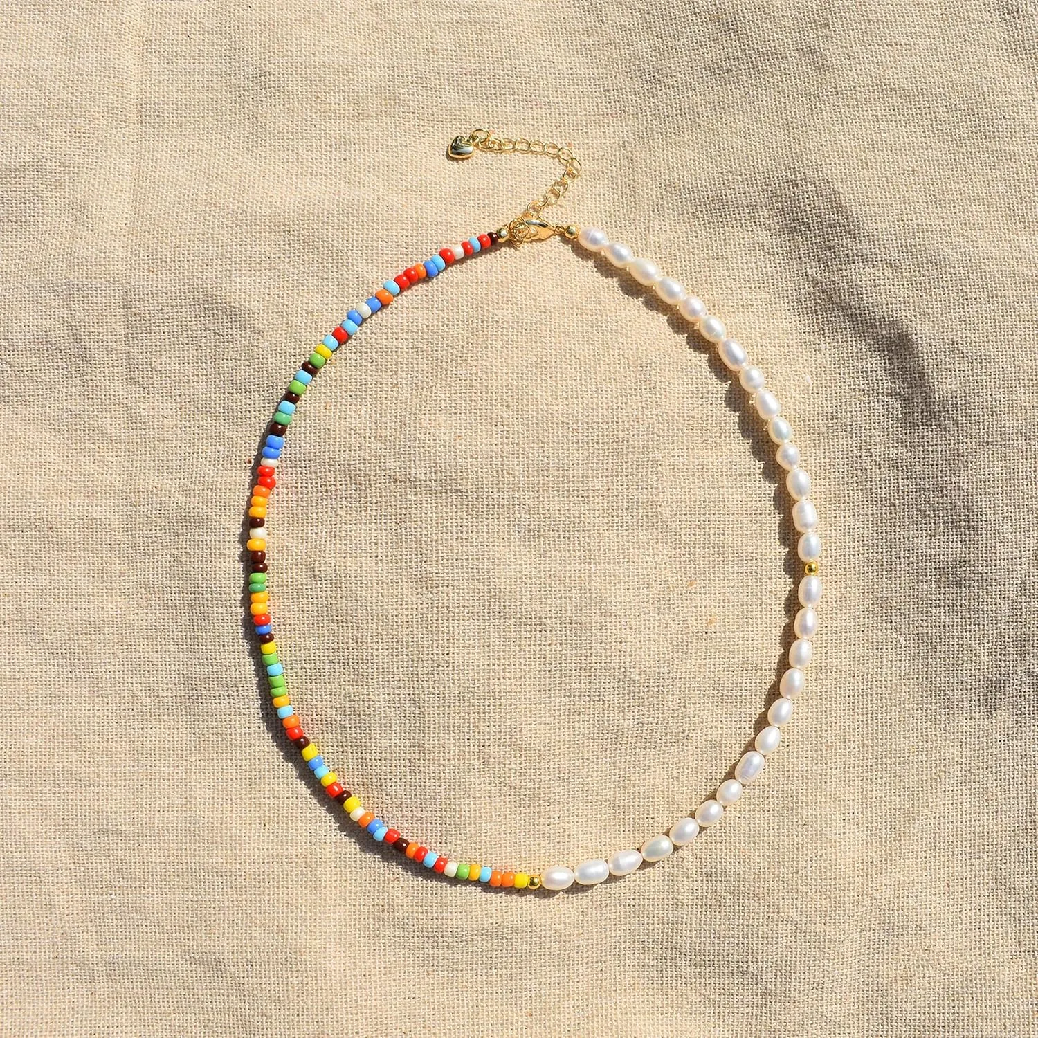 Natural Freshwater Pearl Fun Flirty Beaded Choker Necklace Handmade Summer Boho Jewlery Gifts for Women Teen