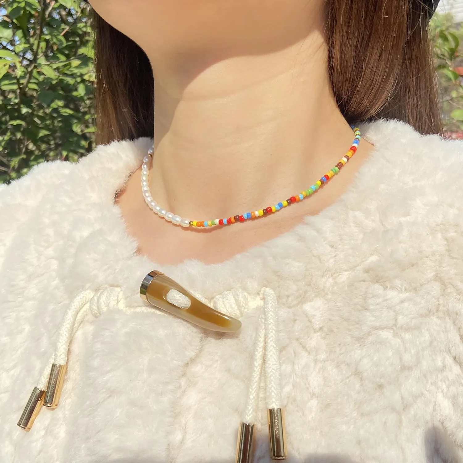 Natural Freshwater Pearl Fun Flirty Beaded Choker Necklace Handmade Summer Boho Jewlery Gifts for Women Teen